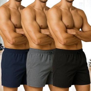 Imagem de Kit 3 Shorts Bermudas Academia Treino Corrida Masculina TACTEL GROSSO 