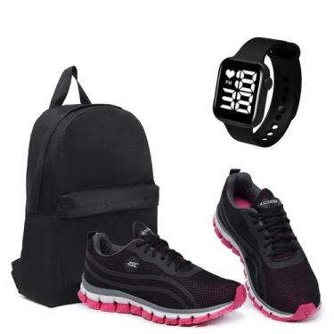 Imagem de Tênis Feminino para Corrida + Mochila Prática + Relógio Digital Quadra