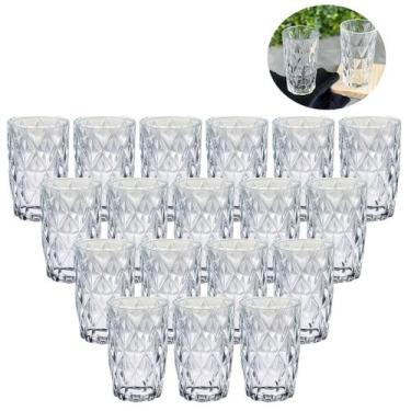 Imagem de Kit 18 Copos Diamante 370 ML Transparente Mesa Posta Sucos Agua - PRAT