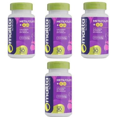 Imagem de Kit 4 Metilfolato com Vitaminas B6 e B12 4x30 cápsulas Malta - Maltta,