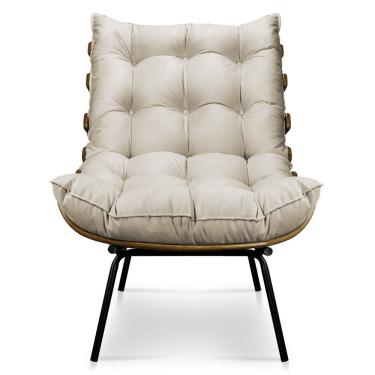 Imagem de Poltrona Decorativa Poltrona Costela Sala e Escritório Veludo Nude Neros Interiores