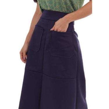 Imagem de Saia Midi Rute Suede Marinho-Feminino