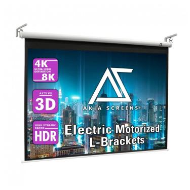 Imagem de Tela de projeção motorizada 211x158cm Akia Screens branca MaxWhite 2 4:3 elétrica controle remoto teto/parede 110V