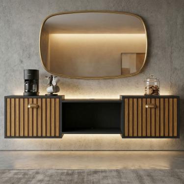 Imagem de Aparador Café Sala Multifuncional 2 Portas Bancada Aérea Decoração Sala Estar a Jantar Hall De Entrada ? Lojas Rpm