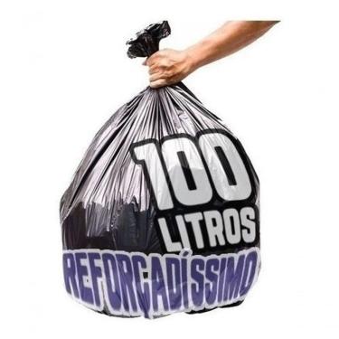 Imagem de Saco de Lixo 100 Litros 100 un Preto Reforçadíssimo para Lixeiras de 50 a 70 Higipack