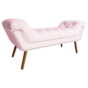 Imagem de Recamier Calçadeira Estofado Sienna Queen 160 Cm Suede Rosa Bebe - LM DECOR