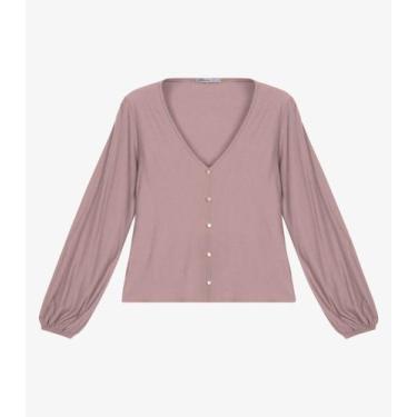 Imagem de Blusa Feminina Manga Longa Bufante Viscose Endless Rosa, GG, Rosa