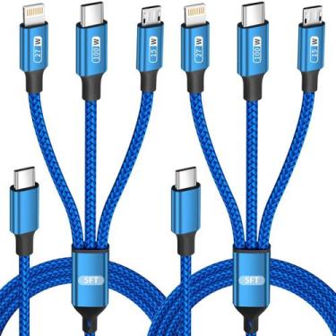 Imagem de Primeiro cabo USB C 3 em 1, carregamento rápido de 100 W, pacote com 2