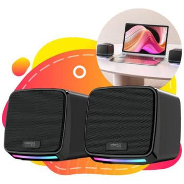 Imagem de Caixa Caixinha De Som Pc Notebook Gamer Potente Usb Led Rgb - Inboxmob