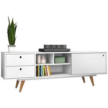 Imagem de Rack Retro 85 Até 60 Polegadas 1 Porta Branco - Olivar Móveis, Branco