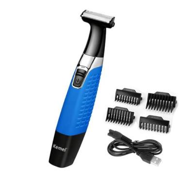 Imagem de Máquina De Barbear Trimmer Recarregavel Bivolt Km-1910 - NoBrand, Azul