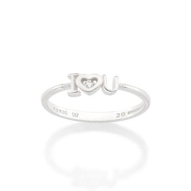Imagem de Anel skinny i love you de prata 925 BRANCO 810310 Rommanel, Branco, 20