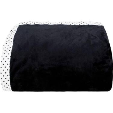 Imagem de Cobertor Casal Flannel Colors Chumbo com Borda Poá em Percal - Casa e 