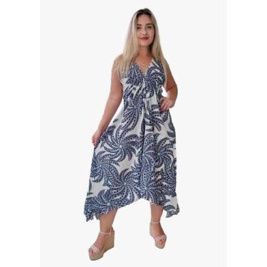 Imagem de Vestido Indiano Longo Alça Lenço Ponta Estampado Cod 016 - Aléci Fashi
