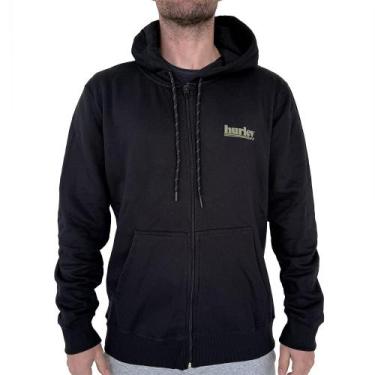 Imagem de Moletom Hurley Aberto Puff Over WT25 Masculino Preto, Preto, 1G