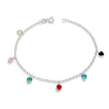 Imagem de Bracelete Pulseira Prata Pingente Pedra Zircônias Delicada - Lojas La&