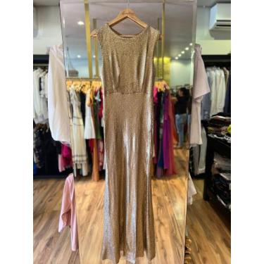 Imagem de Vestido longo magalu feminino dourado 42