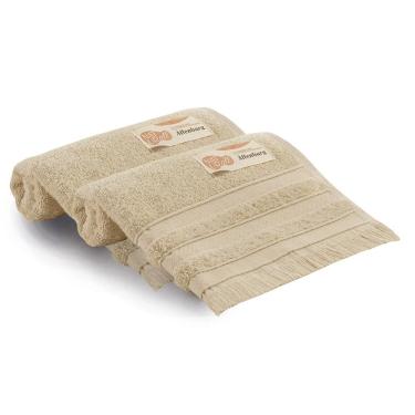 Imagem de Jogo de Toalha de Rosto 2 Peças Naturall 80x50cm Felpa 100% Algodão 430g-m² Alta Absorção Bege Altenburg