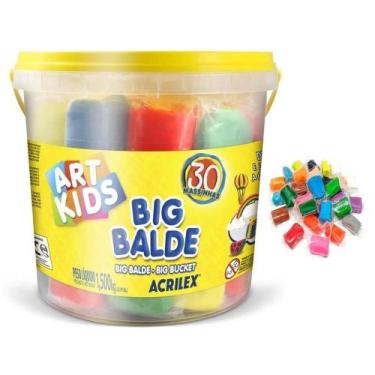 Imagem de Balde de massinha de modelar big com 30 massas soft sortidas 1,5kg Acr