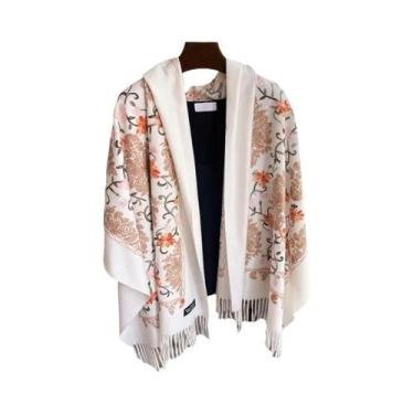 Imagem de Cachecol Feminino Quente De Caxemira, Moda Inverno, Bordado, Pashmina,