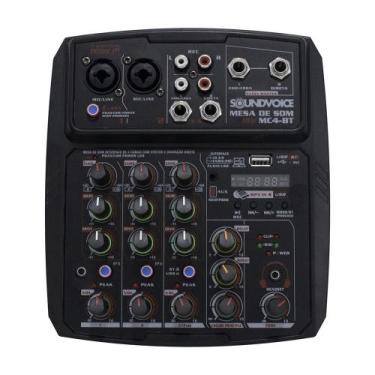 Imagem de Mesa de Som Analógica Soundvoice MC4-BT de 4 Canais com interface e Bl