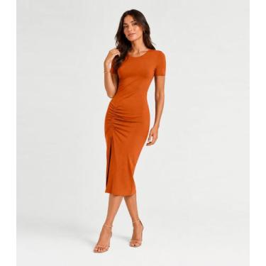 Imagem de Vestido Midi Em Visco Classic Infinita Cor Laranja, GG, Laranja