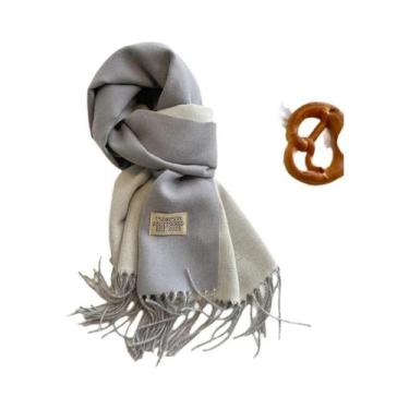 Imagem de Cachecol Feminino De Caxemira Quente Para Inverno, Estilo Coreano, Tri