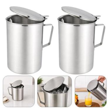 Imagem de Kit 2 Jarra de Inox com Tampa e Aparador de Gelo Água Suco 2L Em Casa 