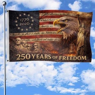 Imagem de Bandeira GritSon 250º Aniversário EUA 91x152cm Poliéster