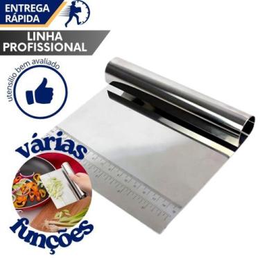 Imagem de Espátula Raspadora Cortadora em Inox 12,5x15cm para Massas Pães Pizza 