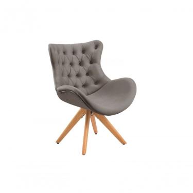Imagem de Poltrona Decorativa Egg Capitone com Pés Palito Confortável Suede Cinza Unidecor 79CM