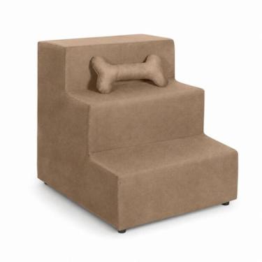 Imagem de escada pet cachorro gato 3 degraus em suede anti derrapante - Vit Deco