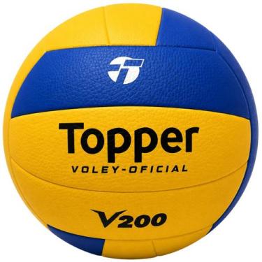 Imagem de Bola Vôlei Oficial Topper V200 Quadra - Treino e Jogo, Amarelo, Azul