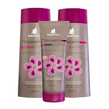 Imagem de BARROMINAS Massageno Protect Kit Cabelo Ressecado com Frizz Shampoo + Condicionador + Creme para Pentear