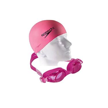 Imagem de Kit Natação Speedo Óculos Jr Olympic + Touca Silicone Flat 6 a 12 anos (rosa)