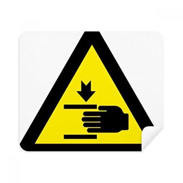 Imagem de Warning Symbol Limpador de tela de pano de limpeza de triângulo com mão amarela e preta, 2 peças de tecido de camurça