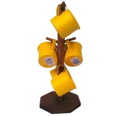 Imagem de Suporte 6 Canecas De Café Em Alumínio Esmaltadas - Amarela