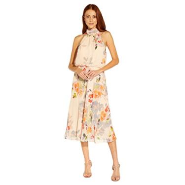 Imagem de Adrianna Papell Vestido feminino de chiffon frente única floral, Casca de areia multi, 48