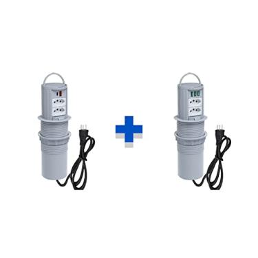 Imagem de Kit Torres Tomada Totem Manual Alça 2Tom 10A 2 e 3 USB 5.2A COR:CINZA