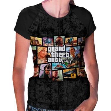 Imagem de Camiseta Raglan Baby Look Gta Grand Theft Auto Ref:486 - Smoke