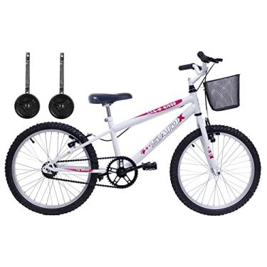 Imagem de Bicicleta Aro 20 Bike Infantil Meninas feminina cesta rodinhas Saidx (Branco)