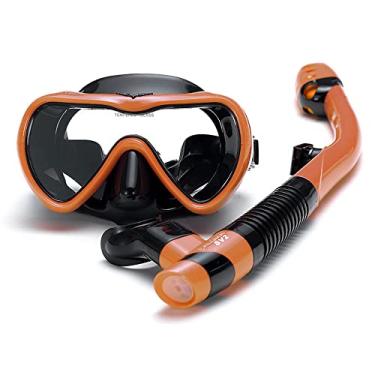 Imagem de Adulto Kit Snorkel Máscara Vidro temperado anti-embaciamento Snorkel 2-Pack Adequado para snorkelling, mergulho, natação (Laranja perolada)