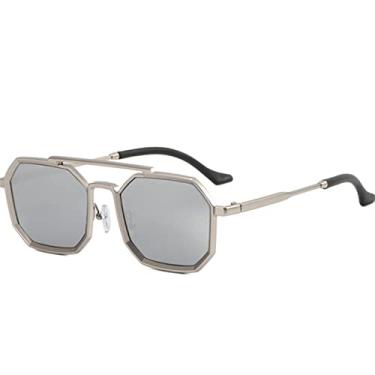 Imagem de Óculos de Sol Polygon Masculino Vintage Homens Óculos de Sol Retro Mostrando Rosto Óculos Pequenos Óculos Retângulo Gafas De Sol Mujer,PrataPrata,A