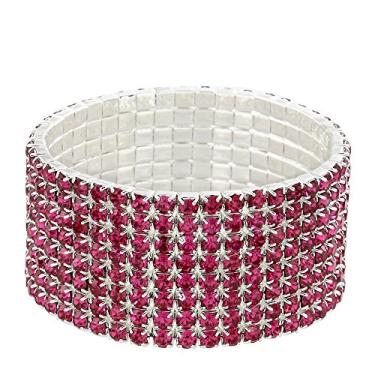 Imagem de Falari Pulseira el stica de cristal com strass para noivas