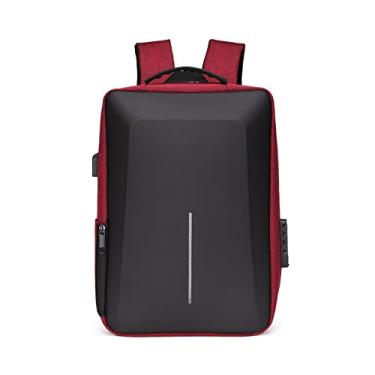 Imagem de Mochila para laptop de negócios 15,6 polegadas Hard Shell Anti-Theft College Mochila com porta de carregamento USB e trava para viagem, casual ou faculdade (Rojo)