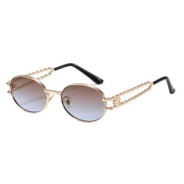 Imagem de Óculos de sol da moda hip-hop oval de metal óculos de sol da moda óculos de sol versáteis para homens e mulheres óculos de sol, 7, tamanho único