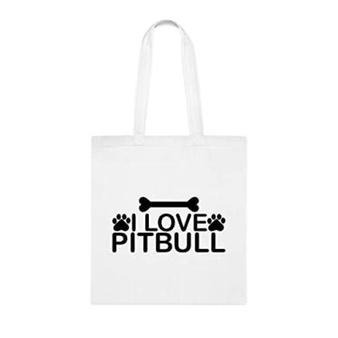 Imagem de I Love Pitbull Paw Dog, presente para cachorro Pitbull, aniversário, para cachorro Pitbull, bolsa de ombro para cachorro Pitbull, bolsa reutilizável para cães Pitbull, Branco