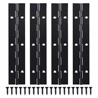 Imagem de 4 peças dobradiças de piano para dobradiças de armário dobradiças contínuas de 15 cm de aço inoxidável prata 304 dobradiças longas dobradiças de porta (4 pacotes 15 cm (preto)