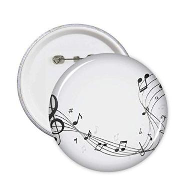 Imagem de Flappg Notas musicais pretas, broches brancos, botão de crachá redondo, decoração de roupas, 5 peças