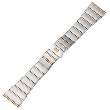 Imagem de JWTPRO Pulseira de aço inoxidável para pulseira de relógio Omega 15mm 17mm 18mm 23mm 25mm pulseira de aço de metal sólido (cor: rosa prata, tamanho: 17mm)